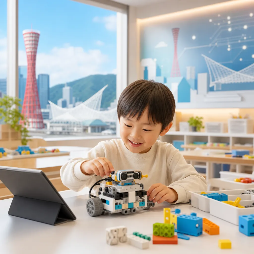 神戸市のプログラミング教室で幼児がロボット体験