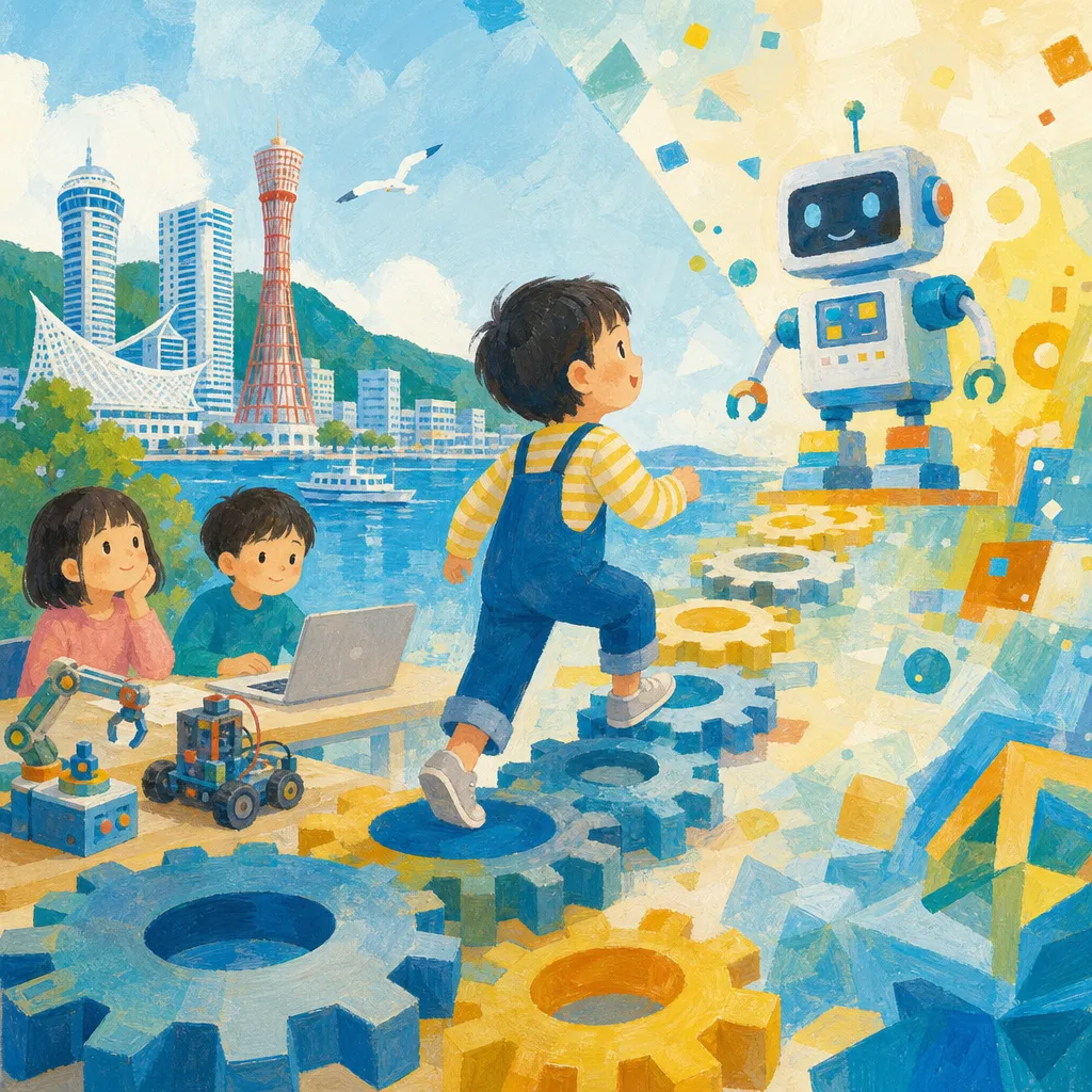 神戸市で幼児が歯車からロボットへ進む体験